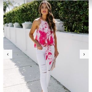 Brand New Boxwood Floral Tie Tank